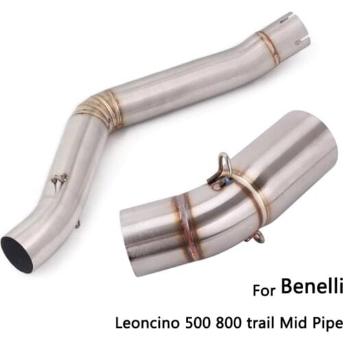 For Benelli Leoncino 500 800 Trail Exhaust Pipe Motorcycle Mid Link Pipe Delete Reserve Catalyst Slip On 51 mm Muffler