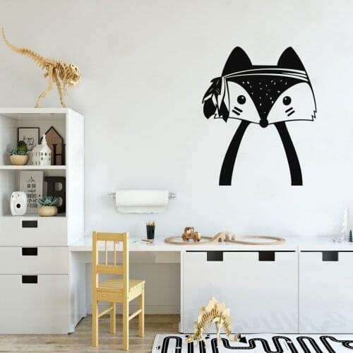 Fox Art Wall Stickers Vinyl Home Decoration Diy Wall Decals Peel & Stick Art Wallpaper For Kids Room Fridge Living Room Bedroom