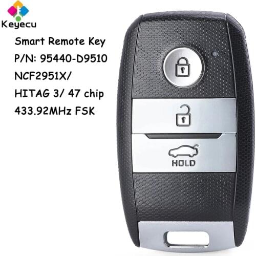 KEYECU Keyless-Go Smart Remote Control Car Key With 3 Buttons 433.92MHz ID47 - FOB for Kia Sportage 2019 2020 PN: 95440-D9510
