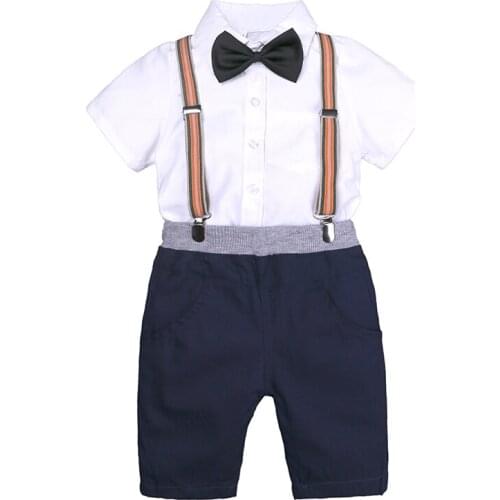 Kids Tales 2021 Summer Boy Gentleman Suit Jacket + Pants Two-Piece Cotton Short-Sleeved Formal Boy Costume Shorts Sets