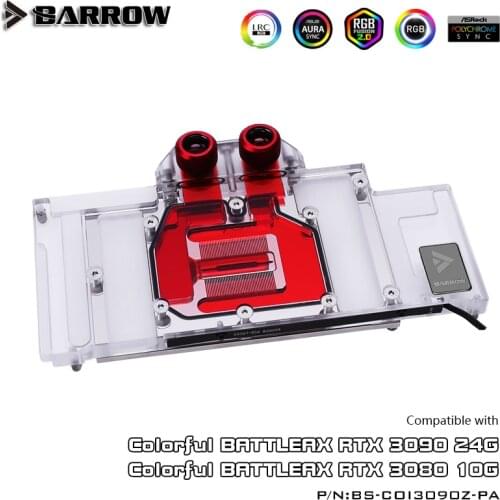 Barrow GPU Water Block For Colorful GeForce RTX 3080 10G /3090 24G,Full Cover,Not Compatible Original Back Plate,BS-COI3090Z-PA