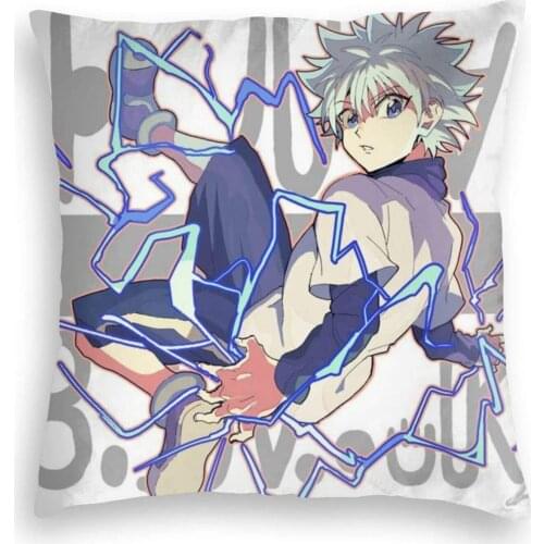 MEckily Hunter x Hunter Killua Anime Cushion Cover Square Piilowcase Throw Pillow Cover Soft anime body Piilow Case Home Decor