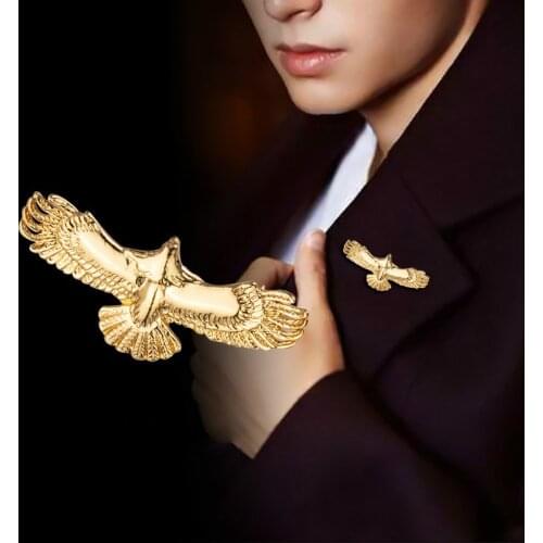 New Retro Animal Eagle Wings Brooch Metal Birds Badge Collar Pins Fashion Suit Shirt Lapel Pin Jewelry for Men Accessories