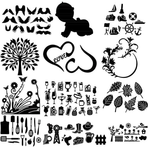 Love Heart Shape Leaves Metal Cutting Dies for Scrapbooking Handmake Crafts Card Embossing Albums Making Stencil Decorations