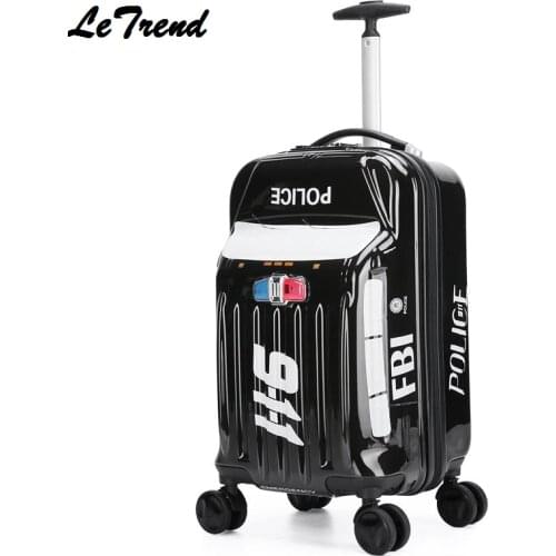 Fashion New 20inch Boarding Case Cute Cartoon Car Shape Kids Trolley Suitcase Solid Children Carry On Spinner Rolling Luggage