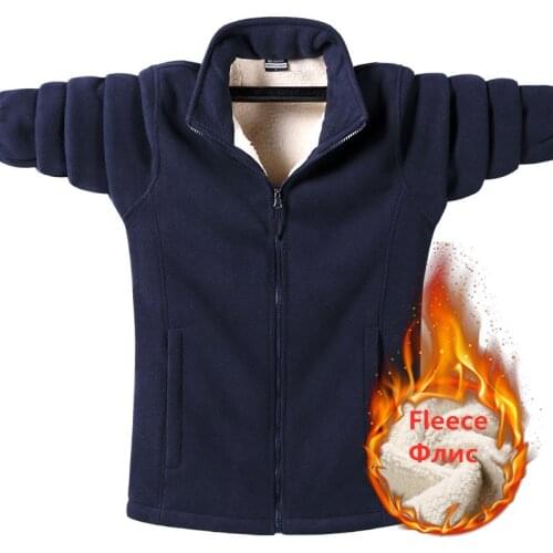 Mens Thick Fleece Jackets Winter Outwear Sportswear Plus Size 9XL Wool Liner Cardigan Warm Hoodies Thermal Coat Sweatshirts Men