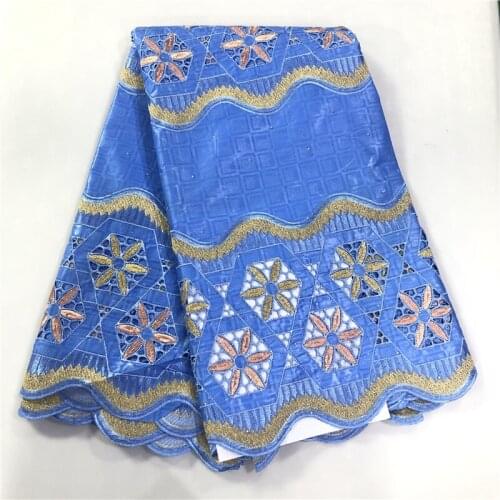 New arrival african Bazin riche fabric with stones cotton lace embroidery bazin riche FOR dress material 5 yards per piece