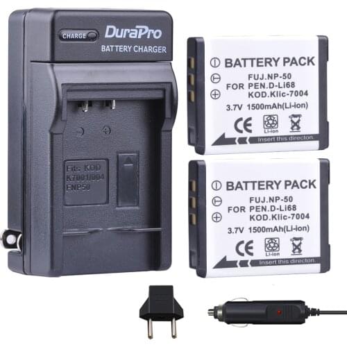 NP-50 1500mAh NP50 Battery+Single Charger for FUJIFILM for Pentax D-Li68 KODAK KLIC-7004 K7004