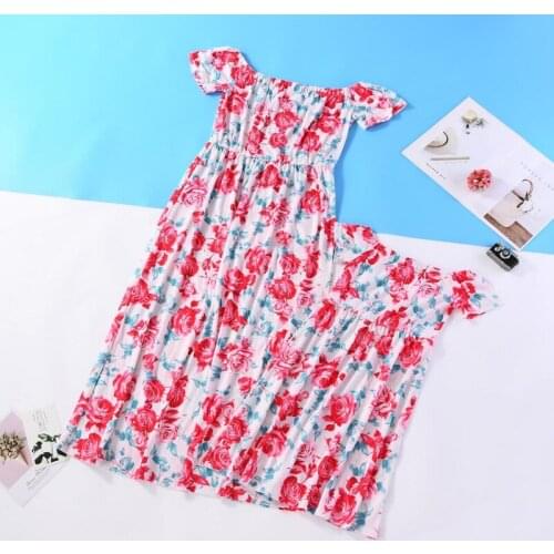 Mother and Daughters Clothes Family Look New Fashion Family Dresses Summer Clothes One Shoulder Flower Print