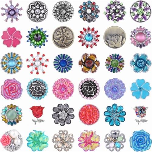 Flower design Snap button 18mm Snap Charms fit Ginger Snaps jewelry Vn-1982