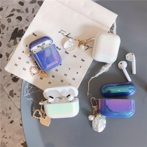Cute Luxury Hard Earphone Case for Airpods 1 2 3 Case Glitter Bling Cover for Apple Air Pods Pro Case Accessories with Keychain