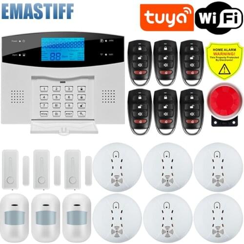 Tuya WiFi GSM home Security Protection smart Alarm System LCD screen Burglar kit Mobile APP Remote Control RFID Arm and Disarm