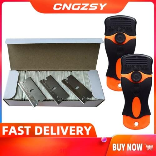 CNGZSY Razor Scraper Replacement Blades Ceramic Oven Glue Sticker Remover Car Wrap Glass Cleaner Window Tinting Tools 2E12+E13