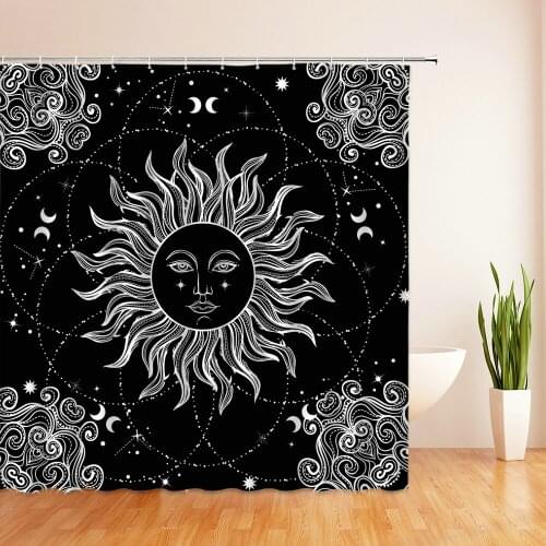 Sun Face Bath Curtain Waterproof Shower Curtains Modern Bath Screen 3d Printed Polyester Cloth Bathroom Curtain Home With Hooks