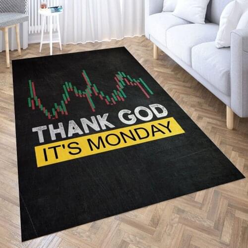 Thank God It Is Monday Carpet for Living Room 3D Anime Cartoon Rug Gamer Teen Room Bedside Lounge Rug Kids Children Floor Mats