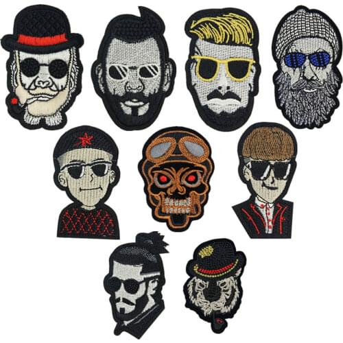 Fabric Embroidered Men Skull Patch Cap Clothes Stickers Bag Sew Iron On Applique DIY Apparel Sewing Clothing Accessories BU198