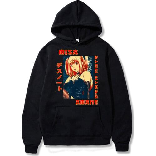 Retro Death Note Misa Amane Hoodies Japan Anime Hooded Hoodie Spring Autumn Men Pullover Sweatshirts Harajuku Streetwear