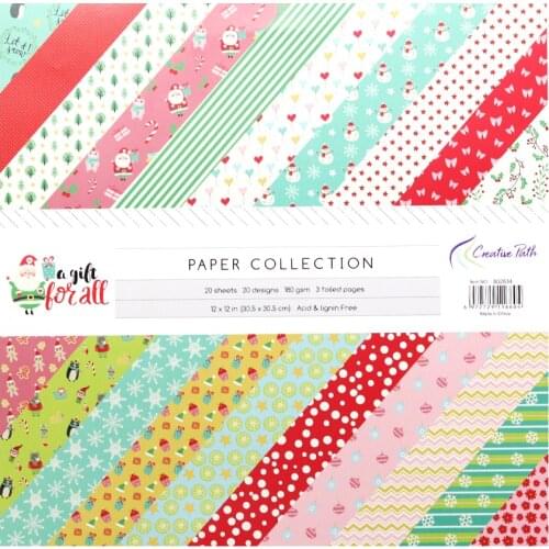 Creative Path 12 Inch Scrapbooking Paper 20 Sheet Craft Background Decorative Pattern Xmas Designer Pack DIY 305x305mm Acid Free