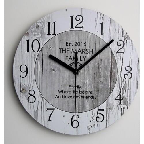 Vintage Wall Clock 2021 New Arrival Wooden Quartz Clock Shabby Chic Large Wooden Kitchen Wall Clock New Home Decor