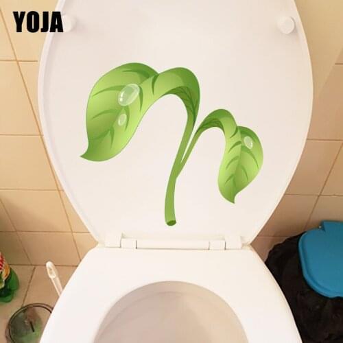 YOJA 21.7X19.2CM Plant Green Leaf Dew Creative Cartoon Kids Room Wall Sticker Home Toilet WC Decor T1-1284