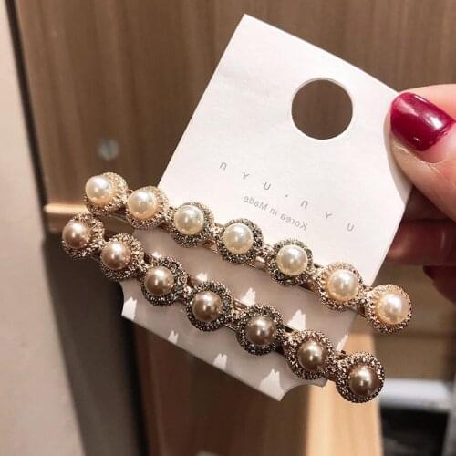 Sweet square Rhinestone pearls Hair Barrette Hair Clip Hairpin Girls Shining Crystal Hair Accessories Women Headdress Wholesale