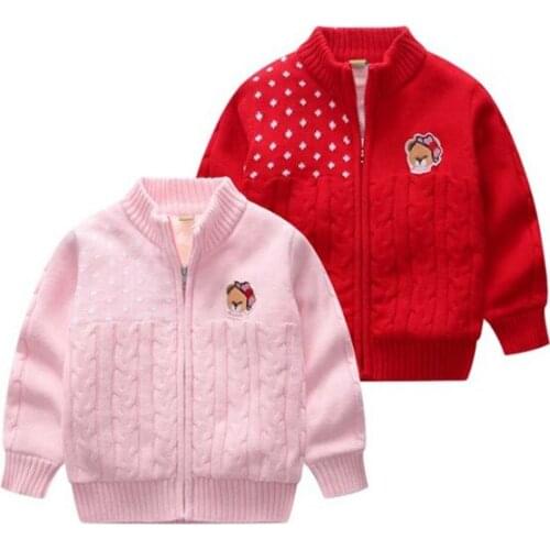 Girls sweater thick knit cardigan lambskin coat