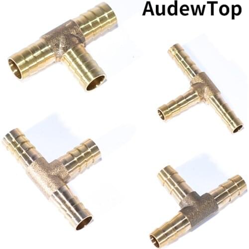 1Pc 6mm 8mm 10mm 12mm Solid Brass T Piece 3 Way Fuel Hose Joiner Connector For Water Air Oil Gas Fuel Fuids Plug Socket Adapter