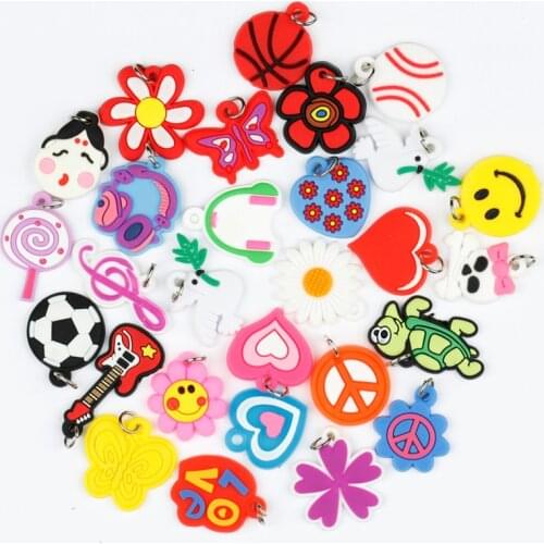 100pcs Pendants DIY Colorful Loom Rubber Band Bracelet Jewelry Making Beads Toy Colorful Animal Flower Beads Random Style 2019