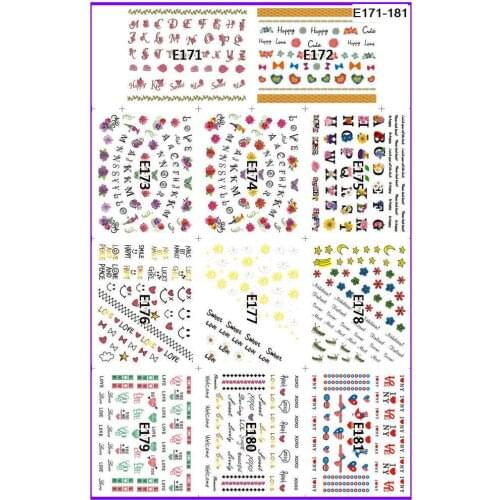 11 PACKS / LOT 3D SIMULATION FLOWER SWEET HEART SELF-ADHESIVE NAIL TATTOOS STICKER E171-181