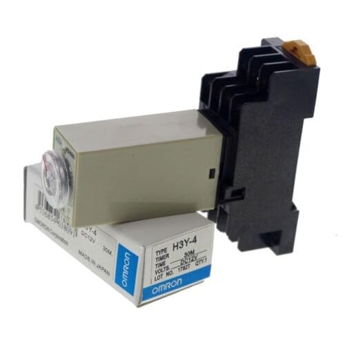 12V H3Y-4 Power On Time Delay Relay Solid-State Timer 30Min,4PDT,14Pins&Socket