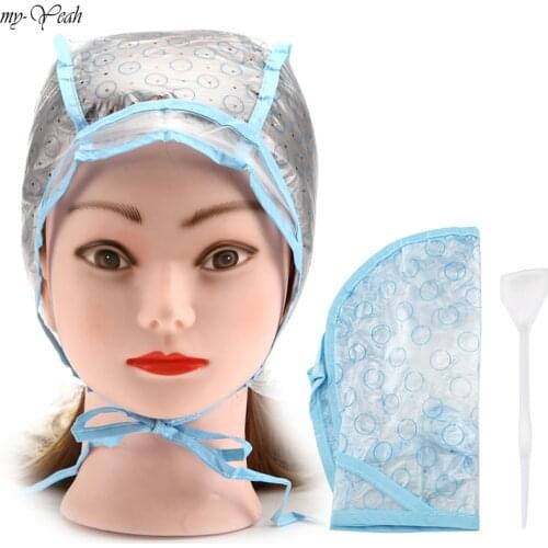 2pcs/Set Hair Dyeing Cap + Hook Brush Coloring Highlighting Frosting Tipping Cover Protector Pro Hair Salon Care Styling Tools