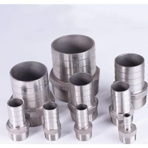 4" BSPT Male 100mm Hose Barb Connector 304 Stainless Steel Hosetail Coupler