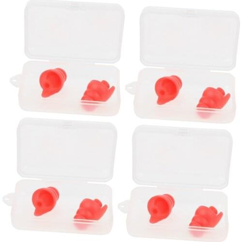 4 Pairs Reusable Silicone Earplug Noise Cancelling Ear Plugs with Case for Sleeping Siesta Travel Office School