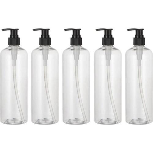 5x Empty Plastic Shampoo Conditioner Pump Bottle Refillable Dispenser 500ml