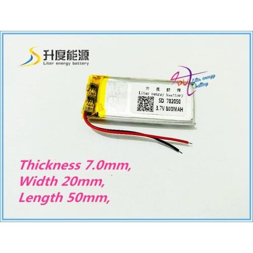 Tablet battery Liter energy battery 3.7V polymer lithium battery 702050 800MAH traffic recording pen wireless headset