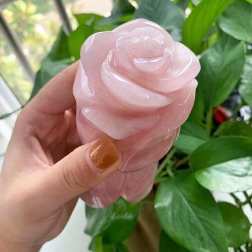 Free Shipping High Quality Naturel Rose Quartz Hand Crafted Rose Flowers For Decoration _XCG