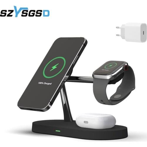 3 in 1 Magnetic Wireless Charger 15W Fast Charging Station for Magsafing iPhone 12 pro Max Chargers for Airpods pro Apple Watch