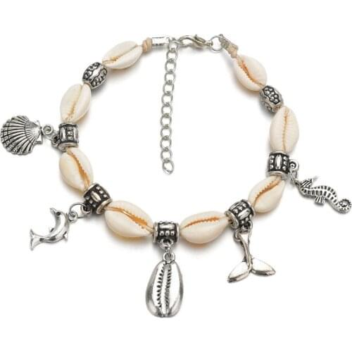 Sea Shell Fish Summer Beach Anklet Bohemian Jewelry Ankle Bracelet For Women Foot Jewelry Summer Barefoot Beach Anklet