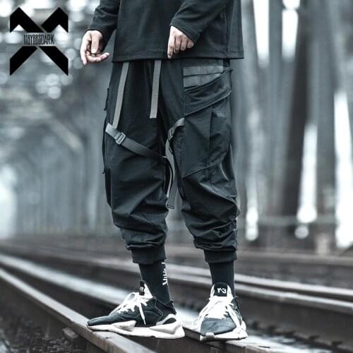 11 BYBBS DARK Cargo Pants Streetwear Fashion Men Black Joggers Tactics Casual Pencil Pant Trousers Male Pocket Ribbon BB63