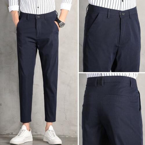 Pants Mens Main Push Hot Slim Fit Business Casual Small Foot Elastic Suit Solid Color Fashion Direct Selling Best