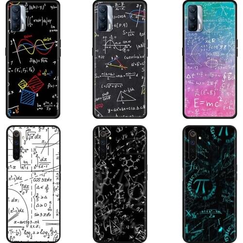 Black Case For Realme 8 7 Pro C21 C3 6 X7 GT Neo X50 Soft Cover XT C21Y C15 C11 Protective Phone Coques Science Physics Formulas
