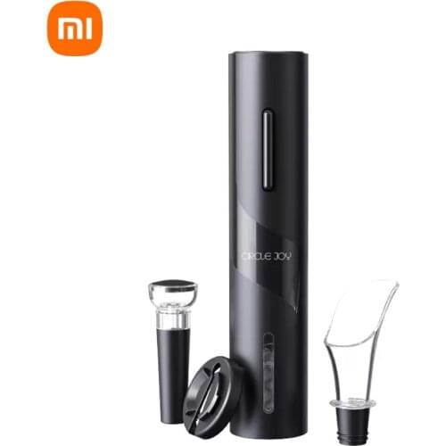 Youpin Circle Joy Black Samurai Electric Bottle Wine Opener Set Automatic Corkscrew Red Wine Kitchen Accessories Tools 4 In 1