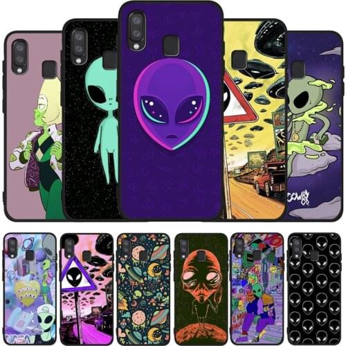 Aesthetics Cartoon alien space Black Phone Case For Samsung Galaxy A71 A51 A41 A31 A20E A10 A20 A40 A50 A70 M30S M20 A7 A8 A9