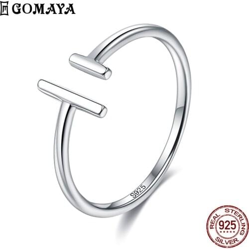 GOMAYA Authentic Open Adjustable 925 Sterling Silver Simple Minimalist Finger Rings Women Anniversary Fine Jewelry New Arrival