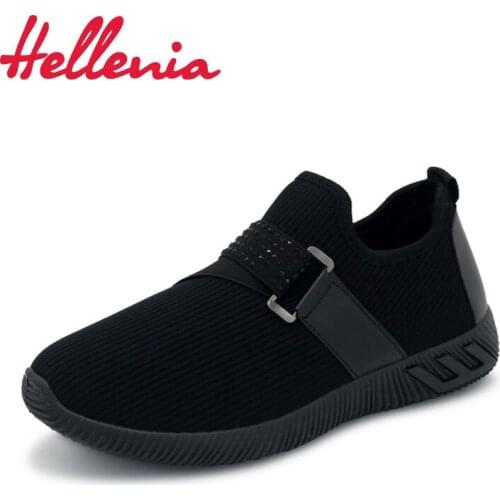 Helleniagirls running girls shoes woman light sneakers outdoor causal walking flats Spring Summer black gray slip-on size 36-41