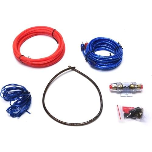 1set New 10GA Power Cable 60A Fuse Holder Subwoofer Speaker Car Audio RCA Wire Speakers Wiring Amplifier Installation Wires Kit