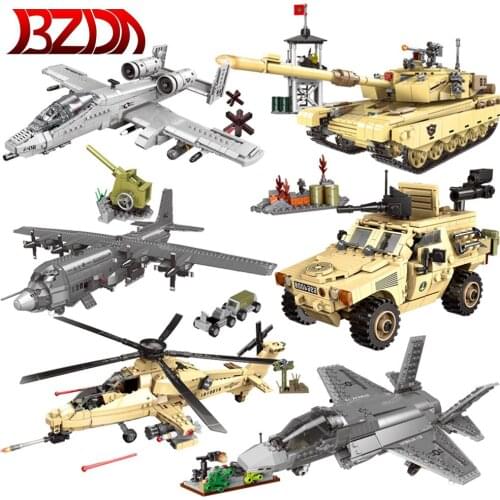 Xingbao WW2 Military Bricks Series F35Fighter WZ10Copter AC130 Aerial Gunboat Tank Armored Car Building Blocks Toys For Children