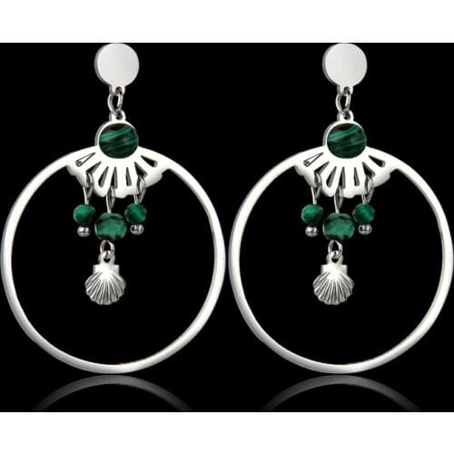 Trendy Big Round Circle Hoop Preals Earrings Nature Stone Geometric Ear Hoops Colgante Metal Earing Trinket Brincos Jewelry Gift