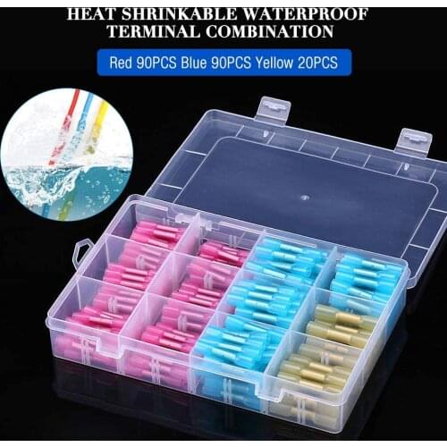 Heat Shrink Wire Connector Butt Terminals Kit, 200PCS Crimp Connectors Waterproof Insulated Electrical Terminals Marine