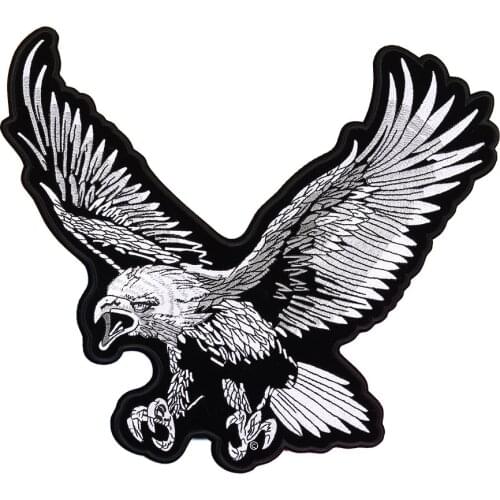 Black brave Eagle patches Cloth Clothing Embroidery Punk Rock Bike Patch Large Embroidery Biker Patch Motorcycle Clothes Patch
